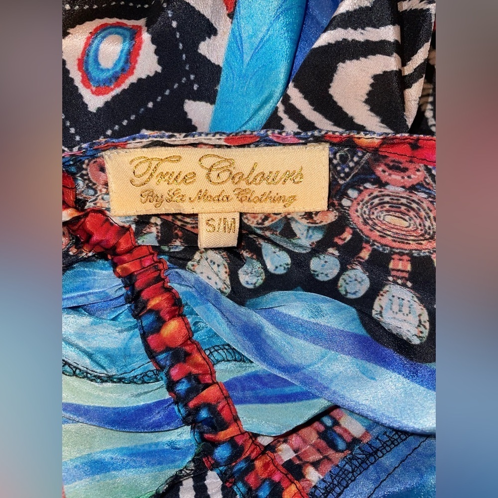 La Moda True Colours Halter 3-Way Maxi Printed Beaded Resort Dress 💙 S/M - Picture 11 of 12